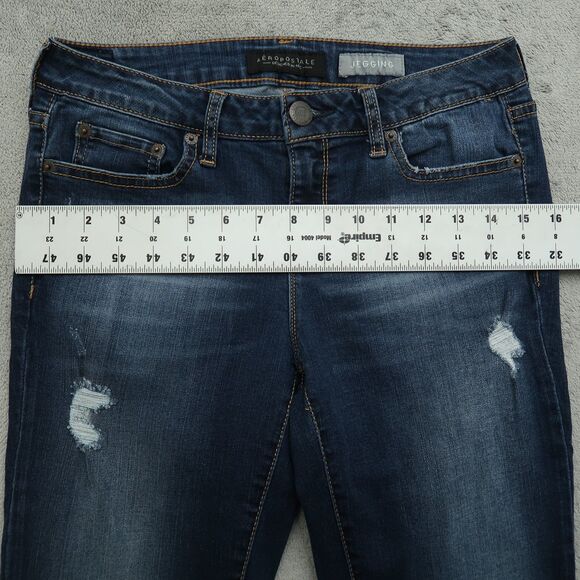 Aeropostale Jegging Jeans Women's Size 6R Blue Low-Rise 27.5" Inseam Distressed - Picture 7 of 16